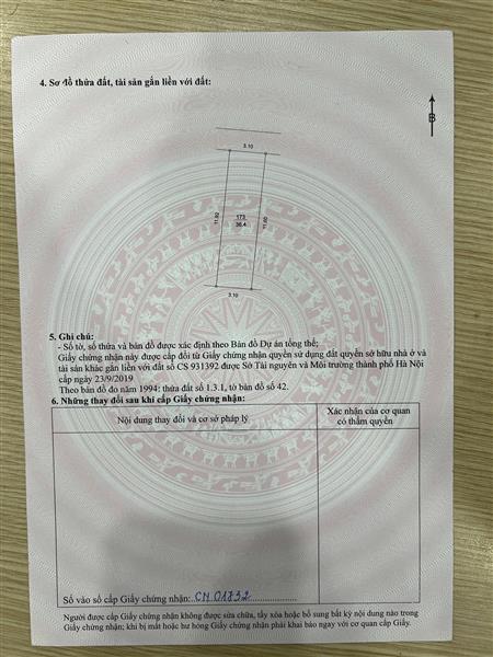 Bán nhà Thuý Lĩnh - diện tích 37m2 5 tầng - 100m ra ô tô tránh - giá 6,7 tỷ